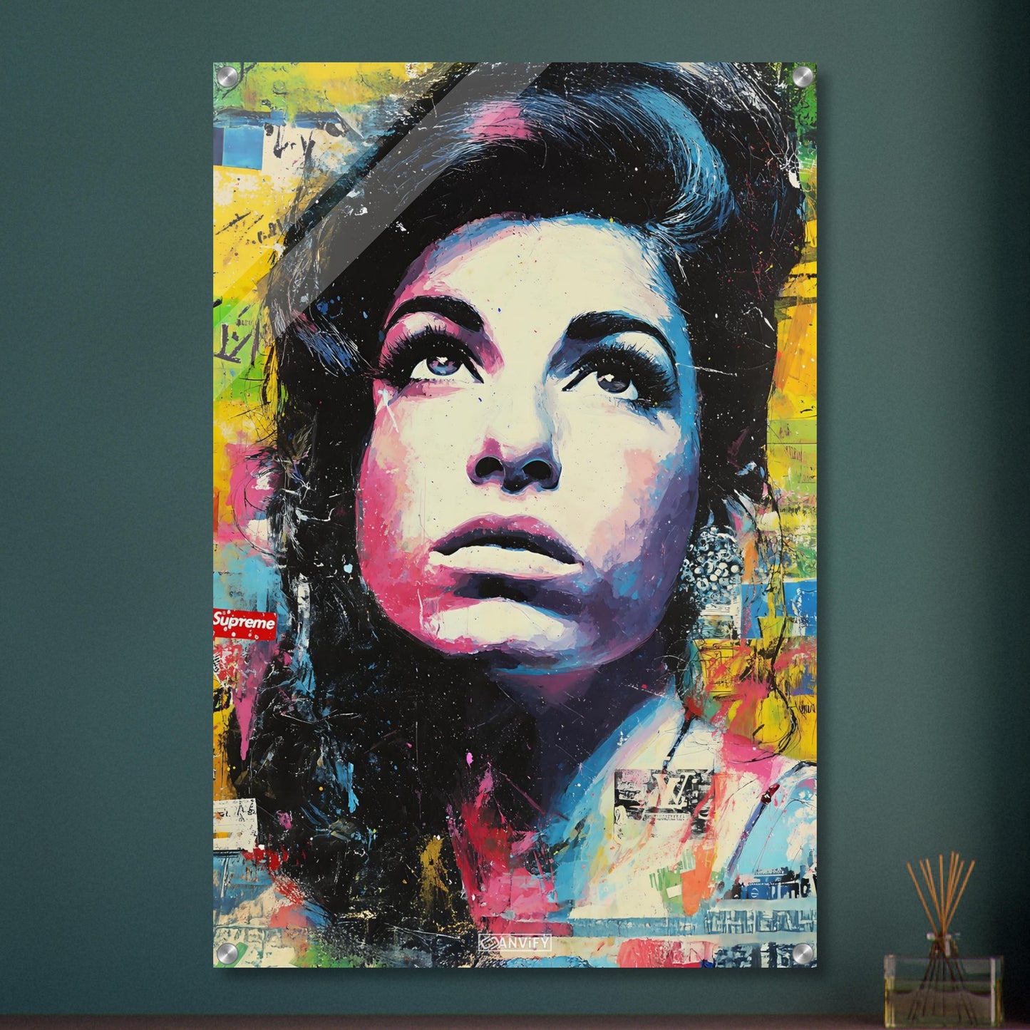 Amy Winehouse im Pop Art Stil auf einem Acrylbild