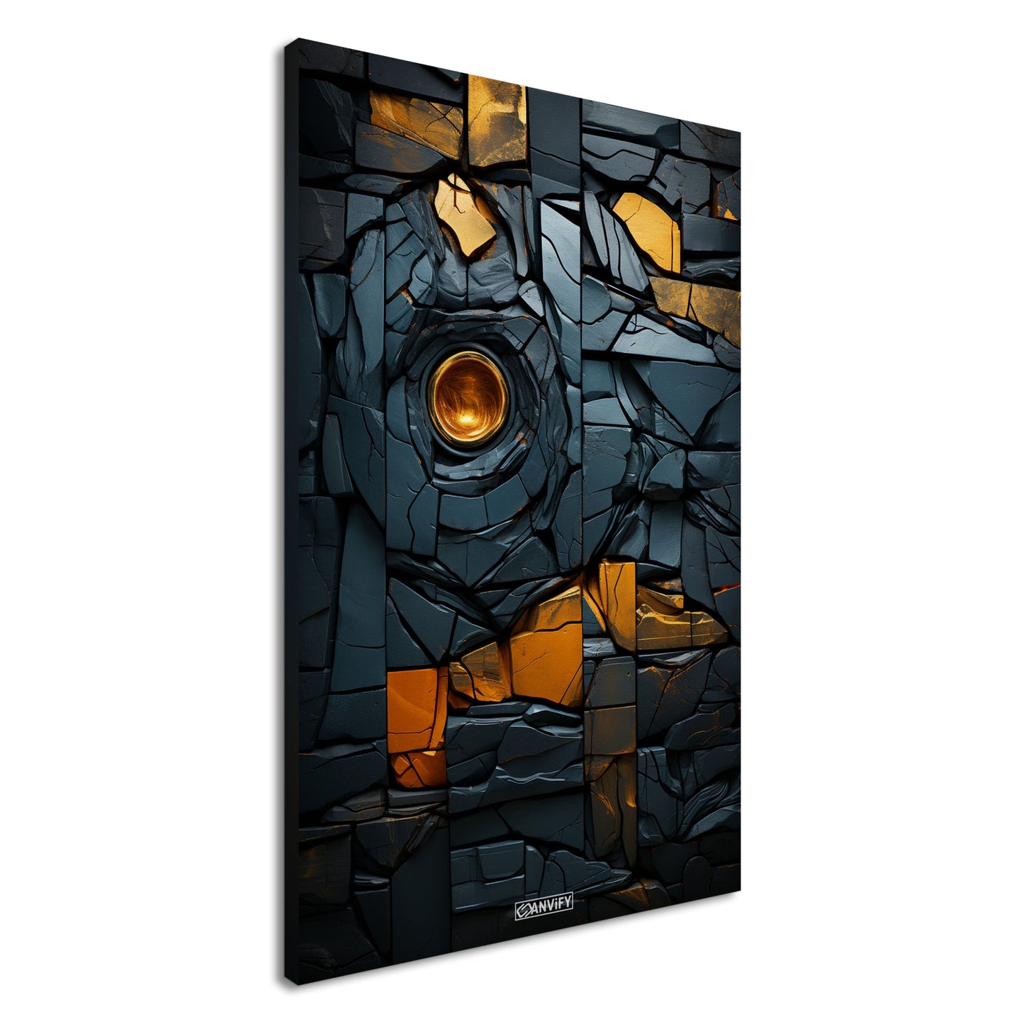 Abstrakte Lavasteine mit Gold auf einer Leinwand