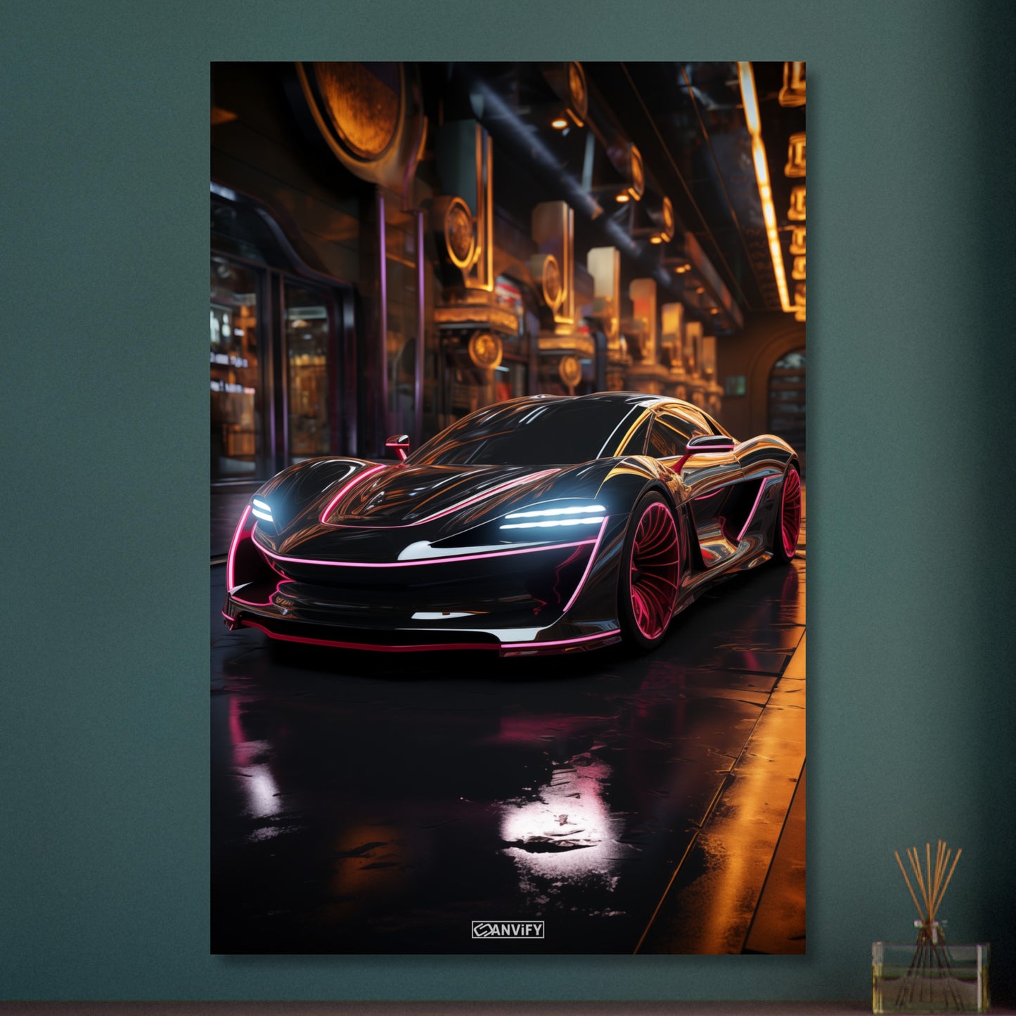 McLaren Senna in schwarzer Farbe mit pinken Akzenten auf Aluminium