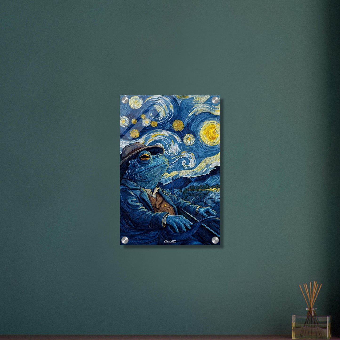 Blue Frog in the Starry Night
