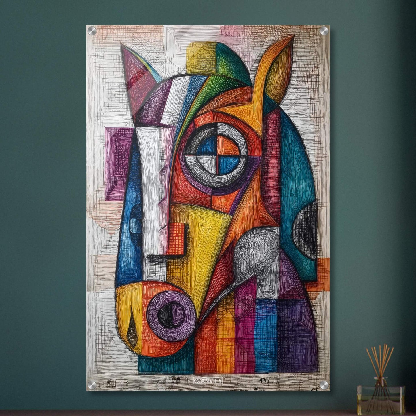 Abstract Cubist Horse Painting