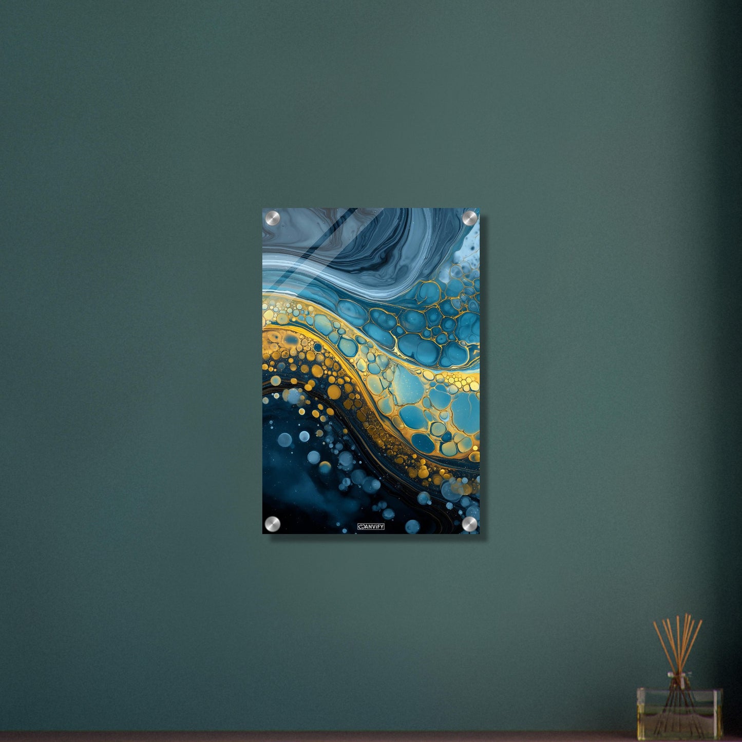 Fluid Art Blue Bubbles