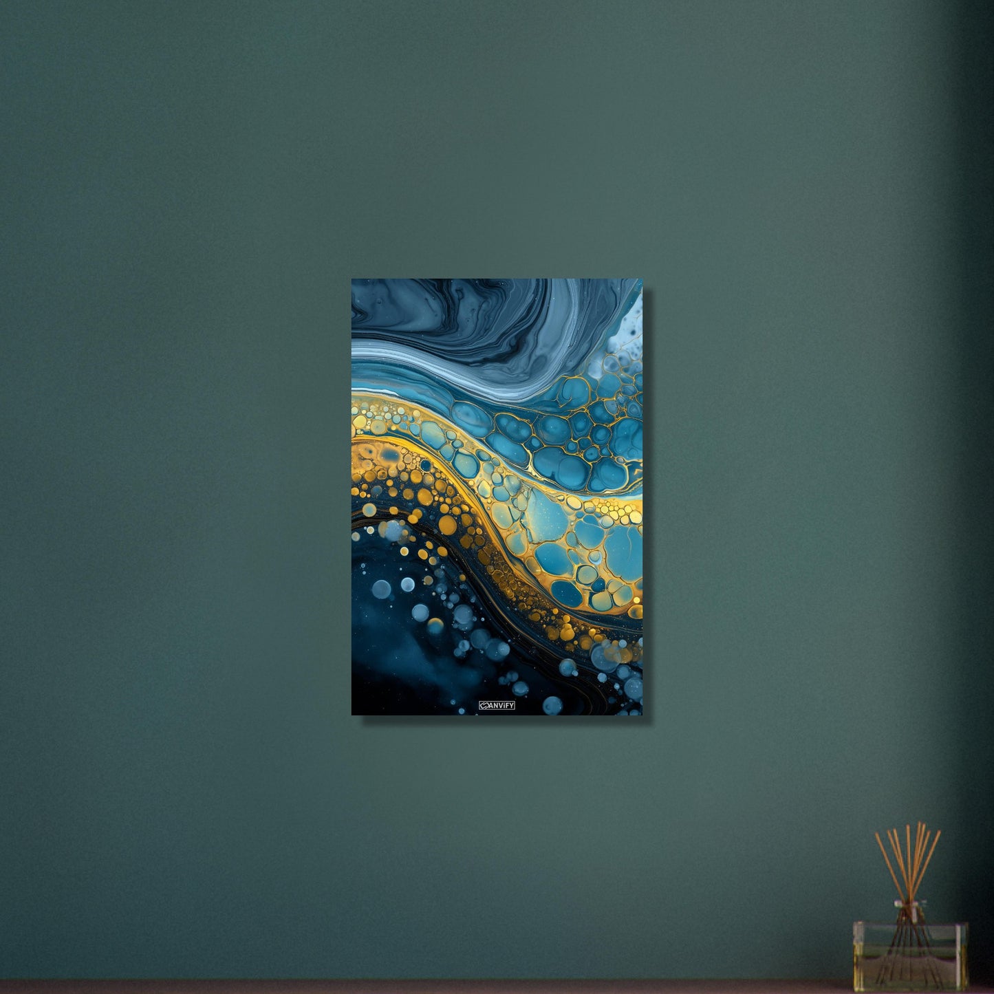 Fluid Art Blue Bubbles