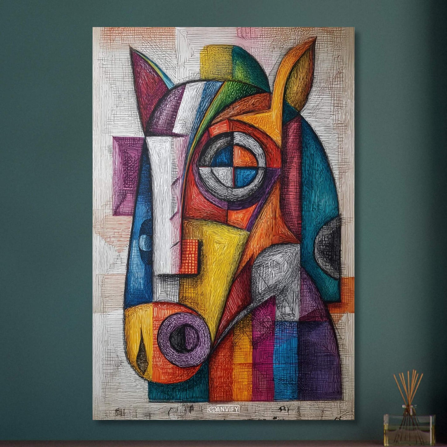 Abstract Cubist Horse Painting