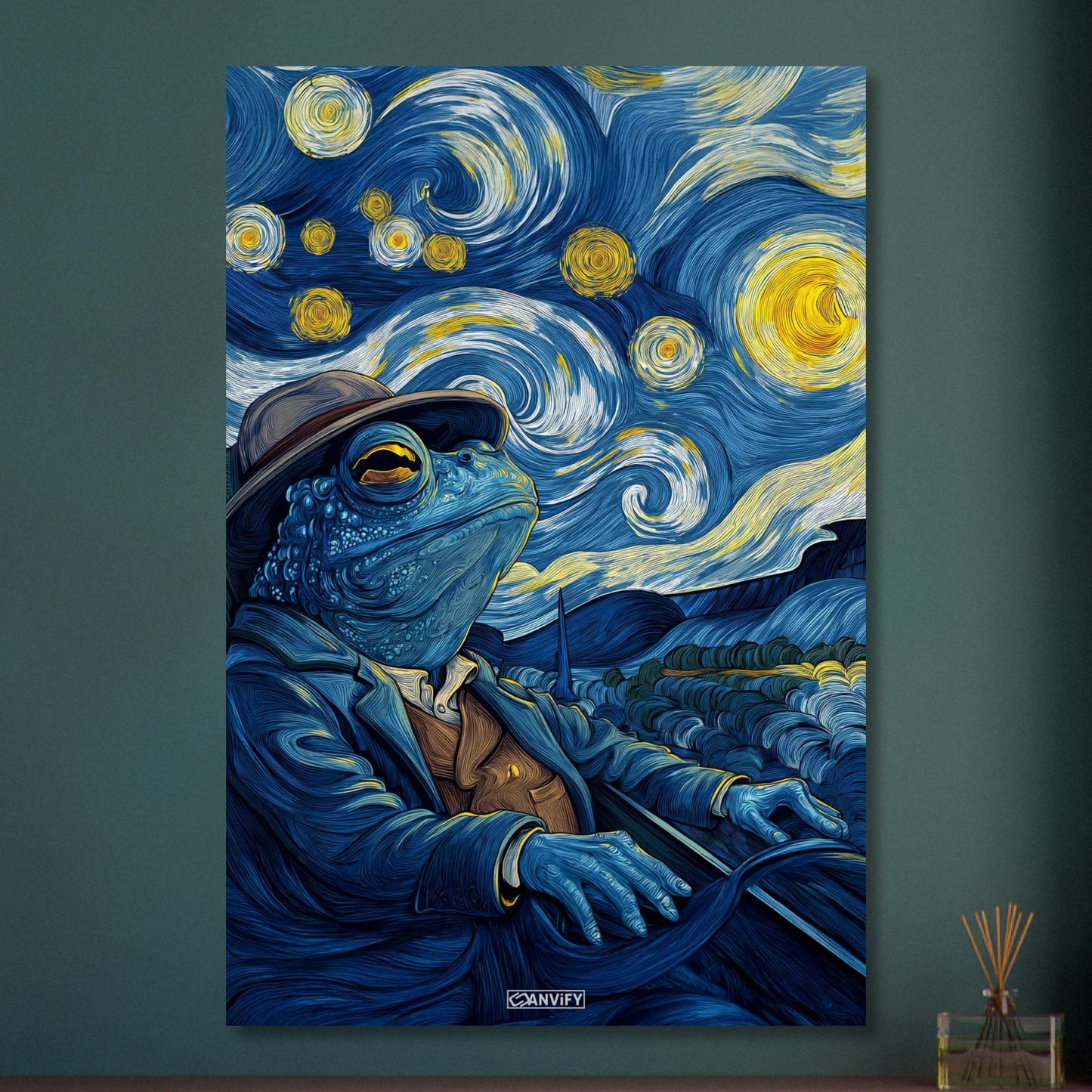 Blue Frog in the Starry Night