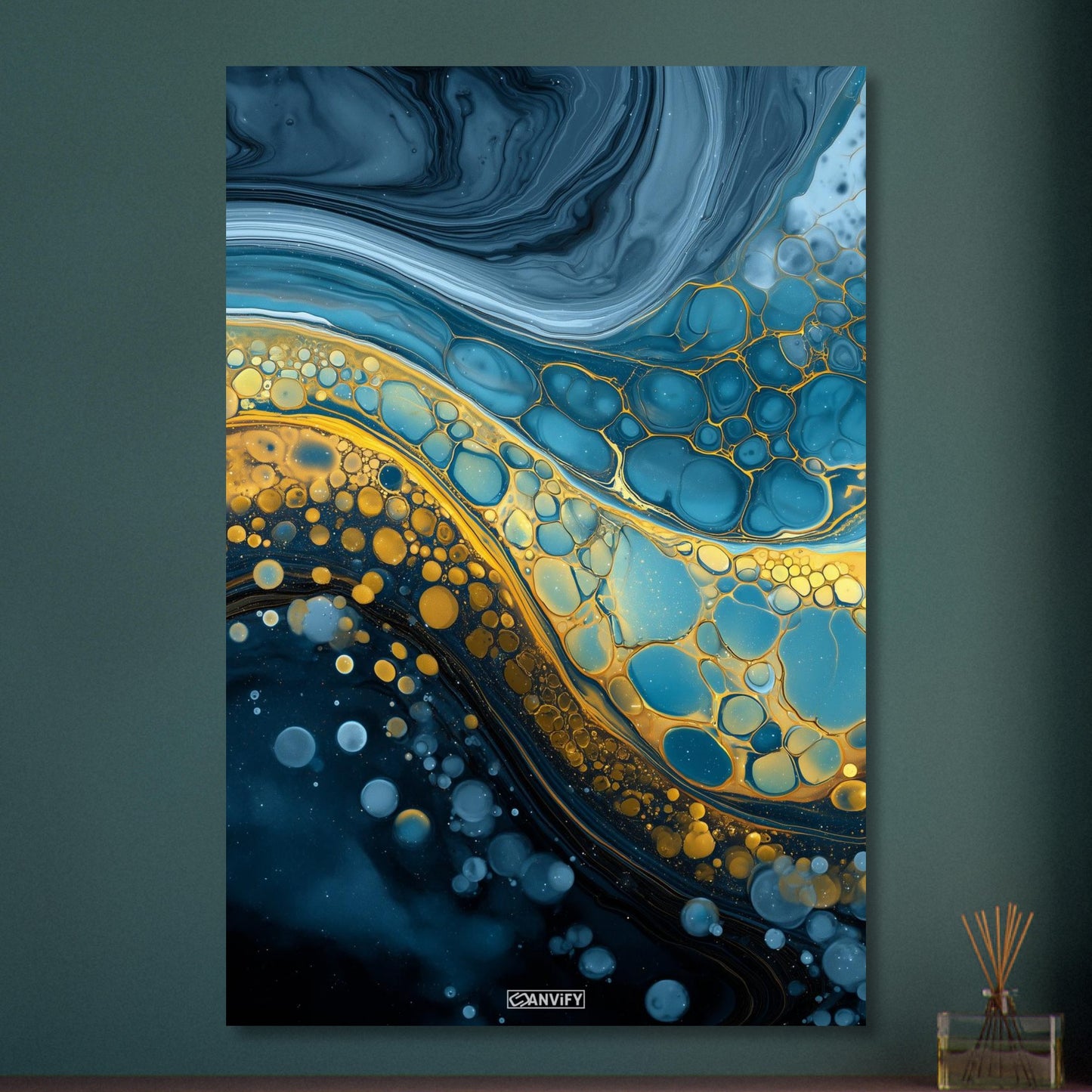 Fluid Art Blue Bubbles