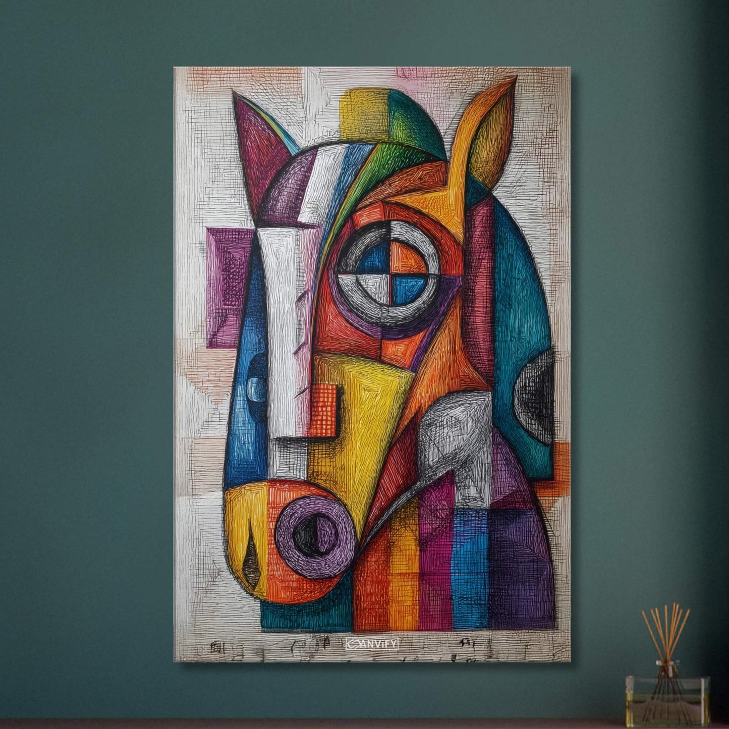 Abstract Cubist Horse Painting