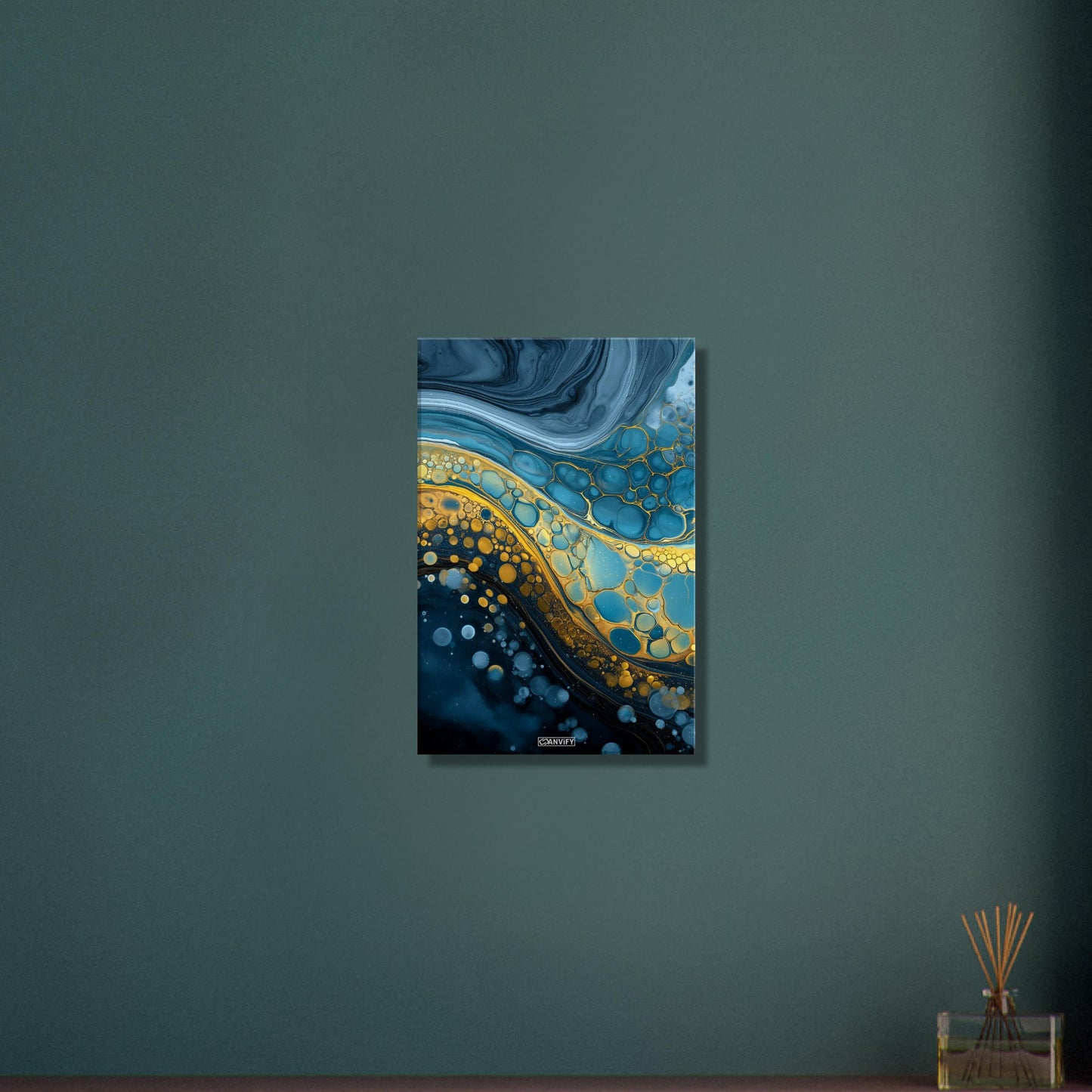 Fluid Art Blue Bubbles