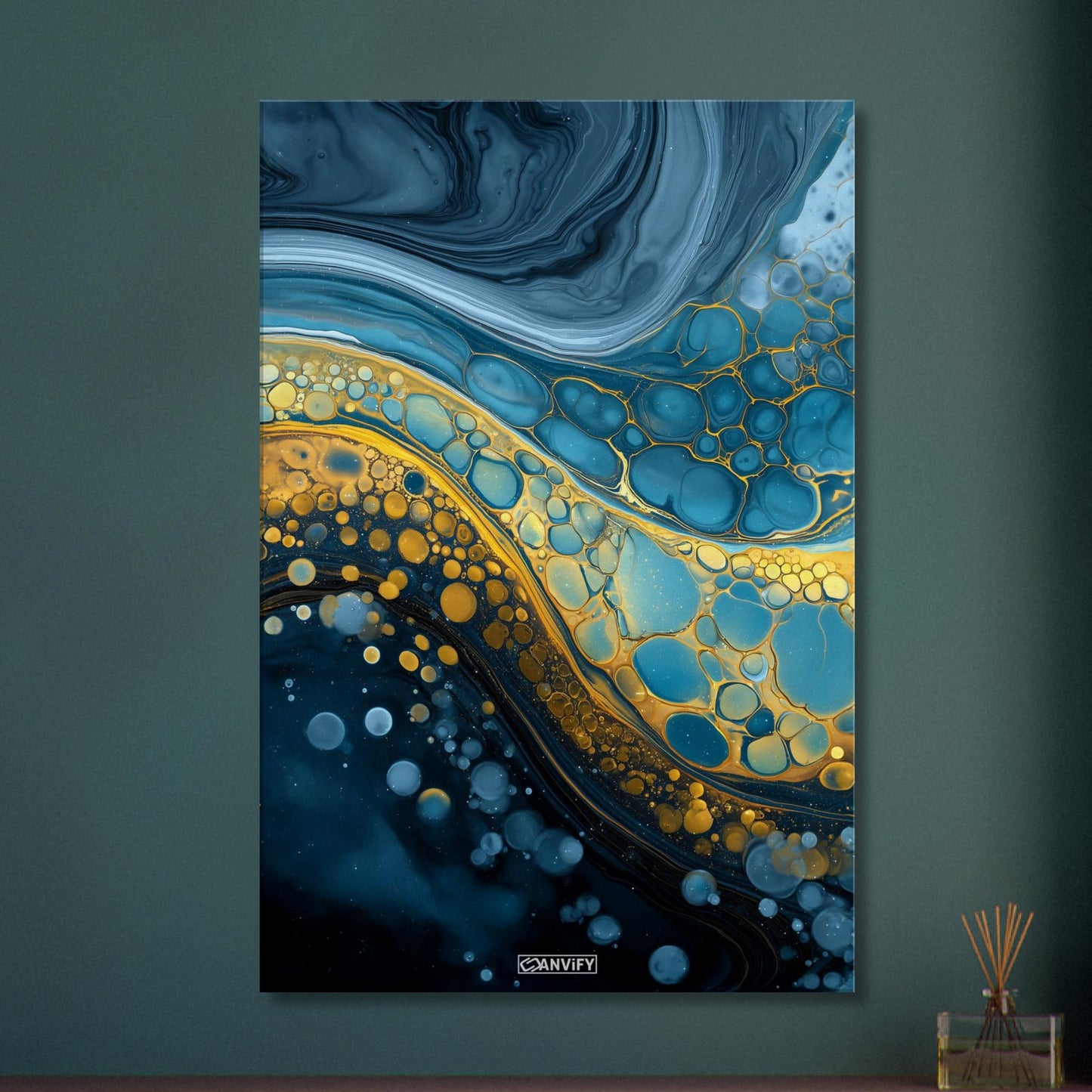 Fluid Art Blue Bubbles