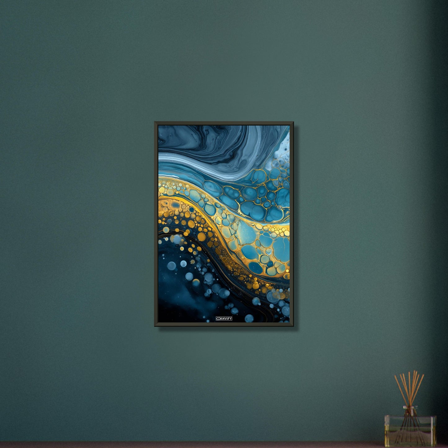 Fluid Art Blue Bubbles