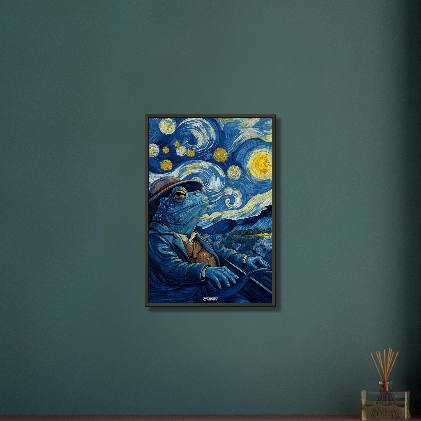 Blue Frog in the Starry Night