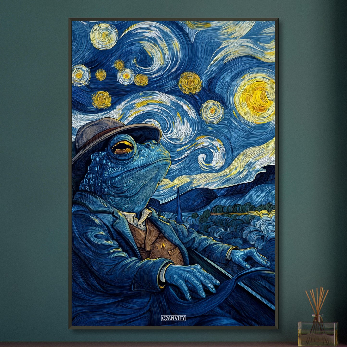 Blue Frog in the Starry Night