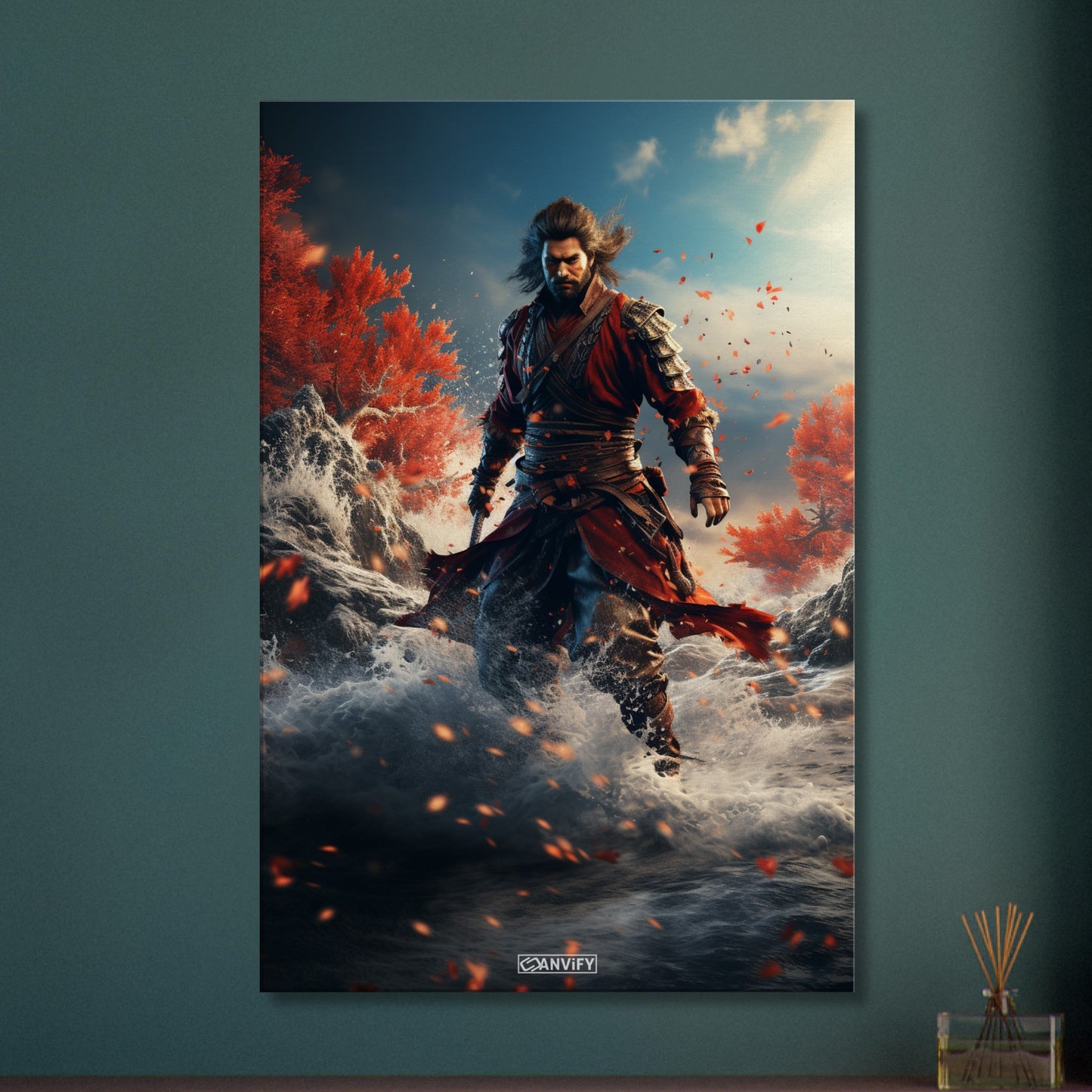 Wasser-Assassine aus Mortal Kombat auf einer Leinwand