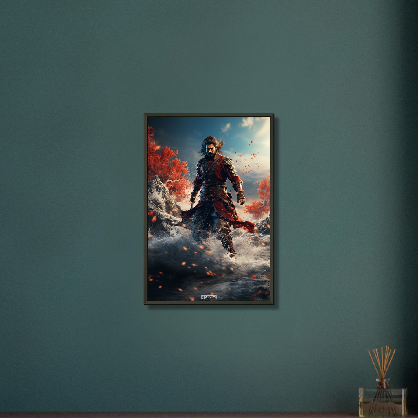 Wasser-Assassine aus Mortal Kombat auf einem Poster im Metallrahmen