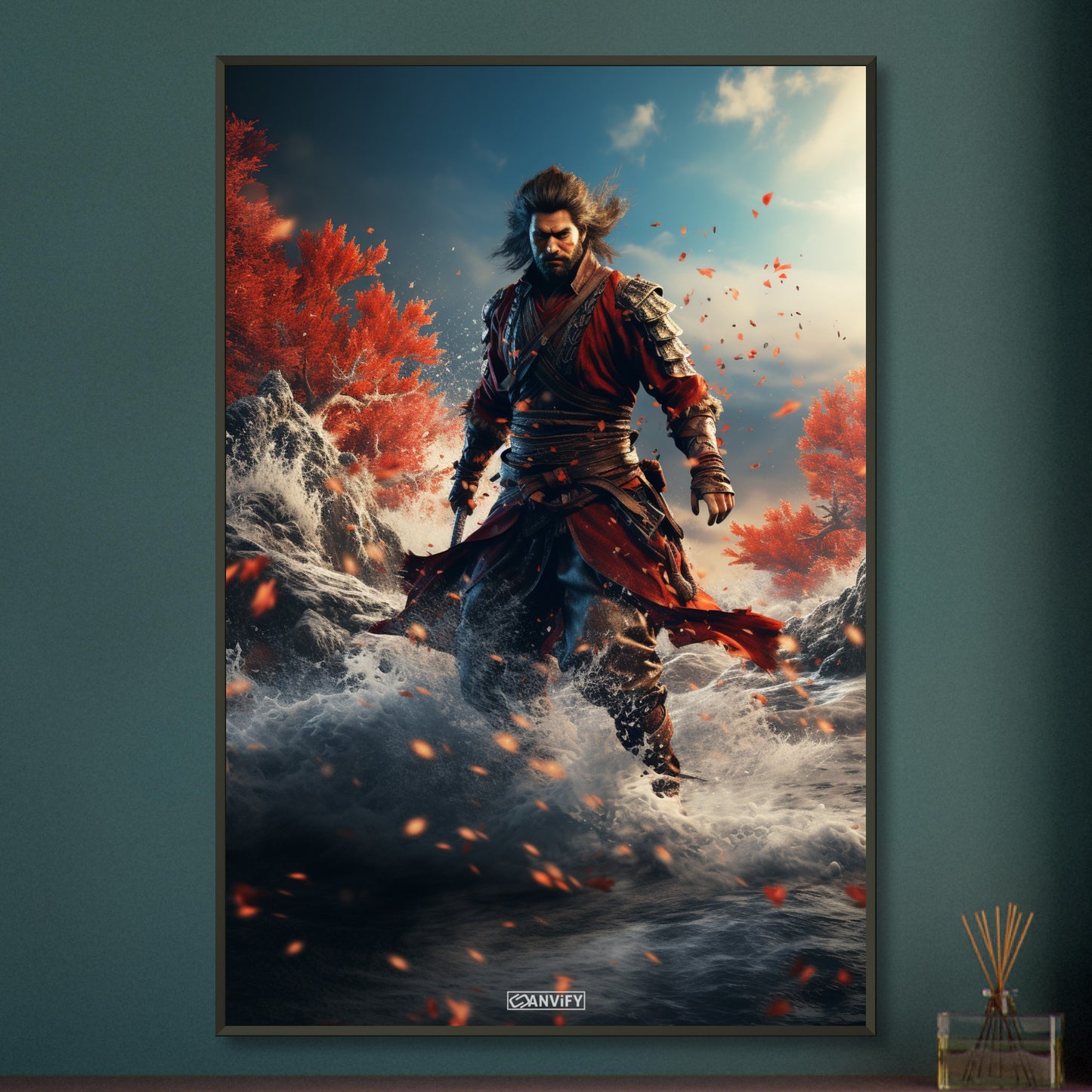 Wasser-Assassine aus Mortal Kombat auf einem Poster im Metallrahmen