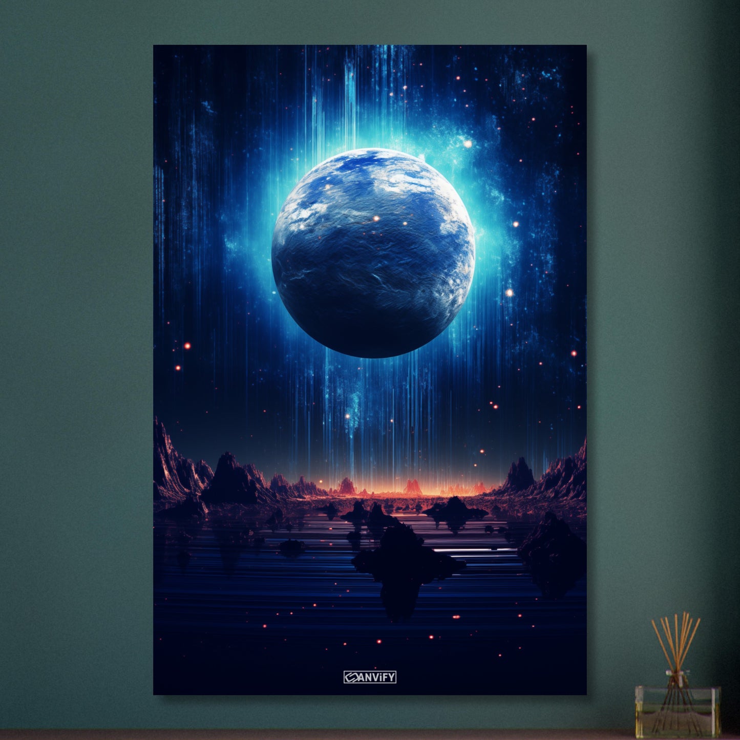 Blick durch das Hubble-Weltraumteleskop auf den glühenden Exoplaneten HD 189733b in seiner frühen Entstehungsphase auf Aluminium