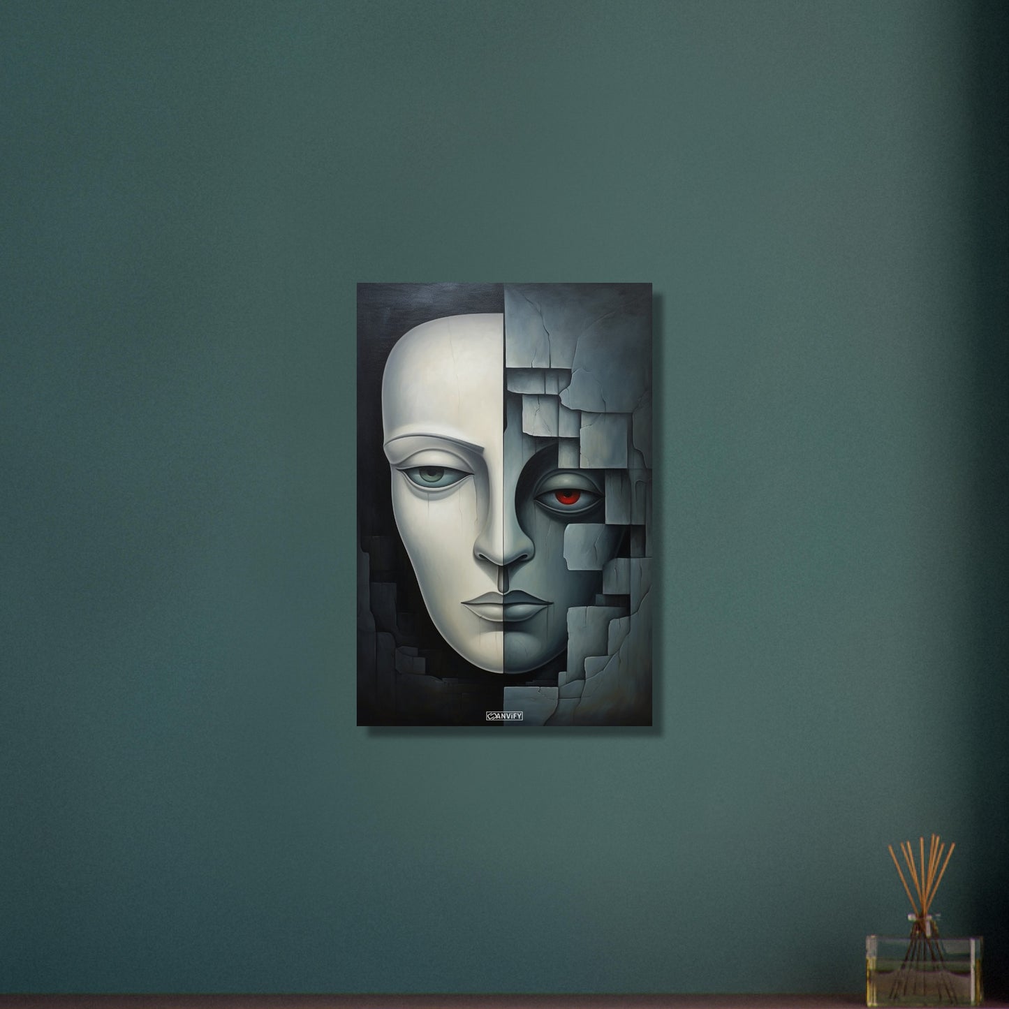 Abstraktes Gesicht auf Aluminium