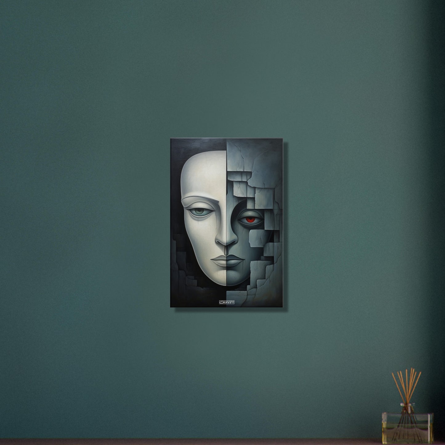 Abstraktes Gesicht auf einer Leinwand