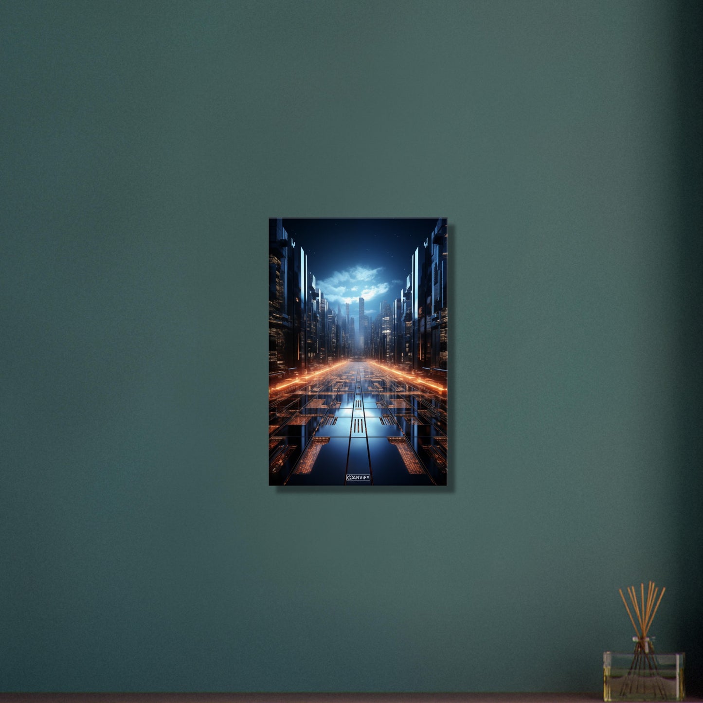 Interstellares Rechenzentrum von einer künstlichen Intelligenz auf einer Leinwand
