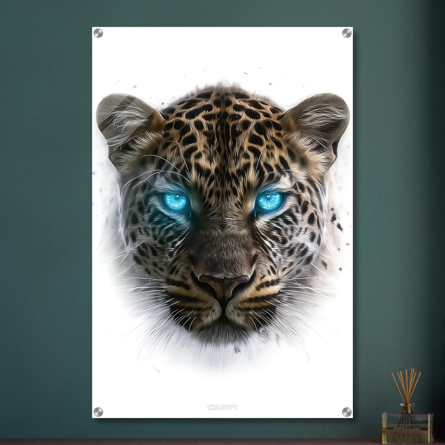 Portrait eines Leoparden in Acrylfarben auf einem Acrylbild