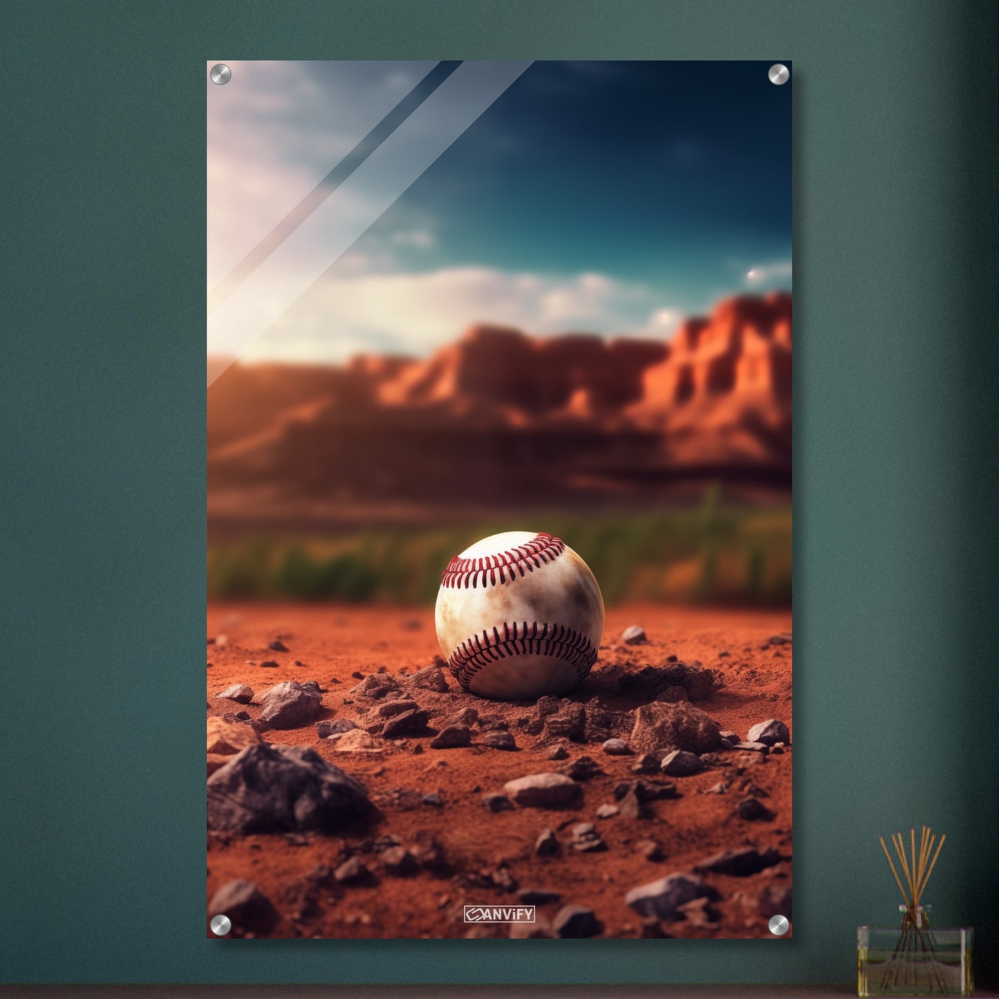 Verlorener Baseball im Grand Canyon auf einem Acrylbild