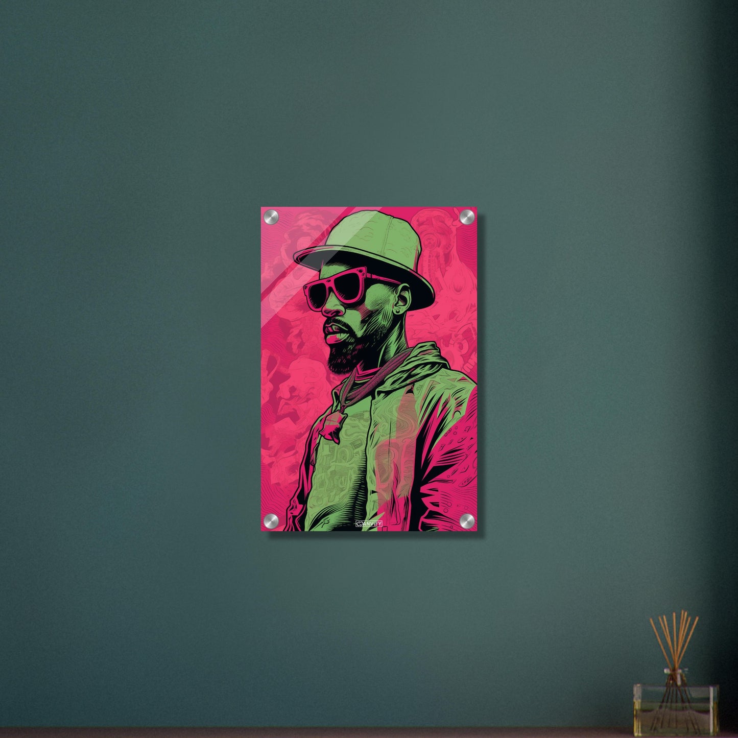Hip Hop Künstler im Pop Art Stil auf einem Acrylbild