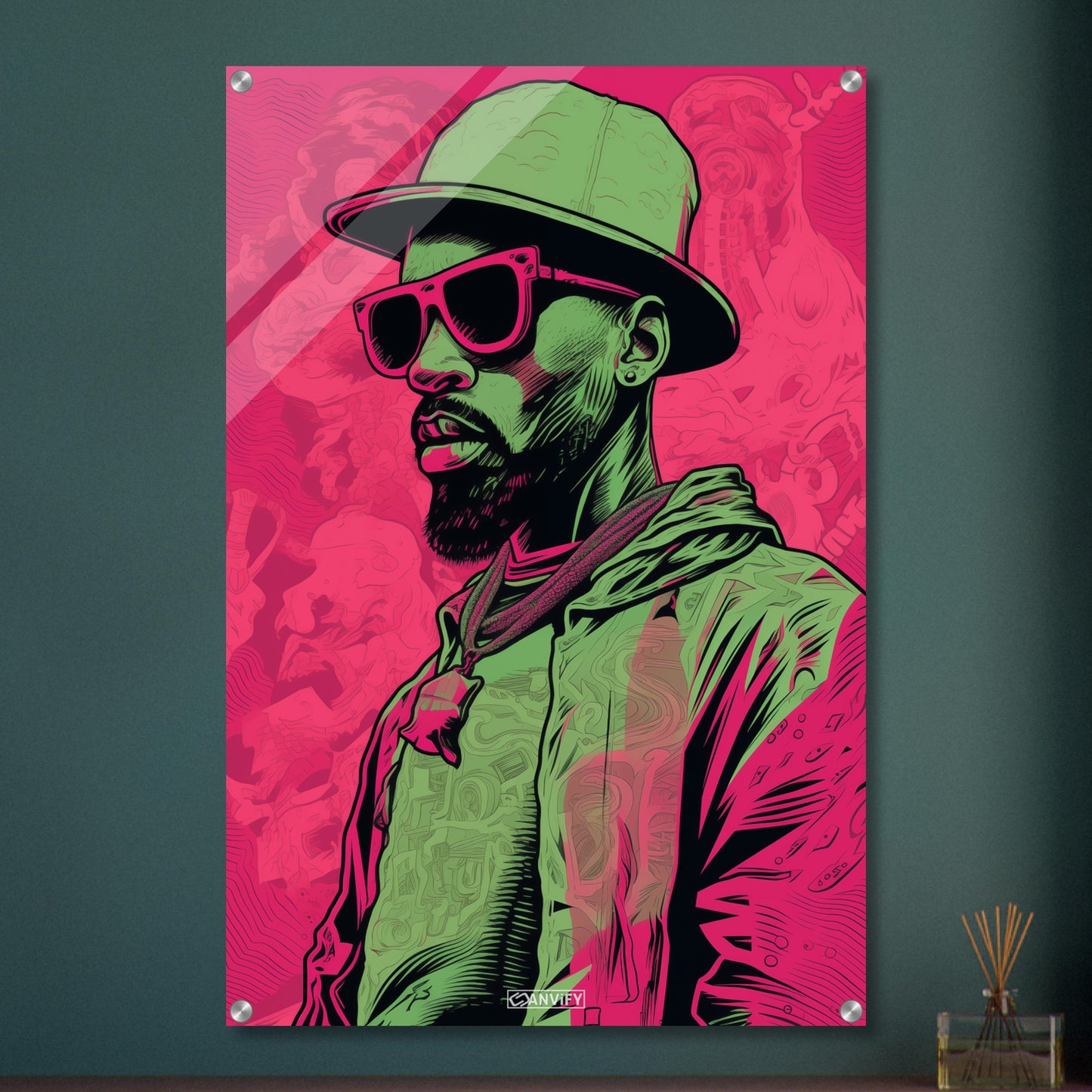 Hip Hop Künstler im Pop Art Stil auf einem Acrylbild