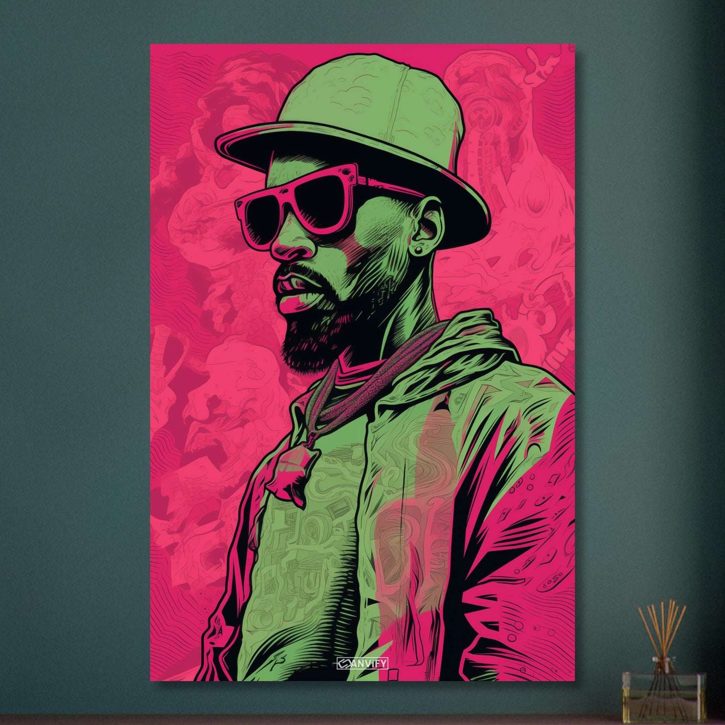 Hip Hop Künstler im Pop Art Stil auf Aluminium