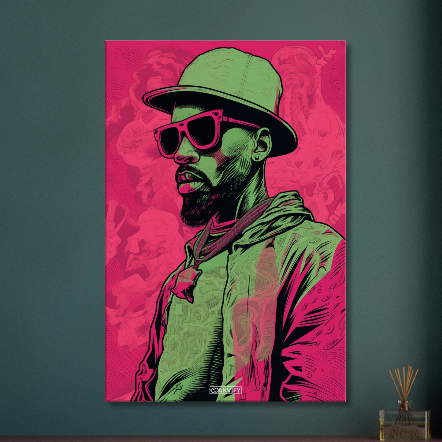 Hip Hop Künstler im Pop Art Stil auf einer Leinwand