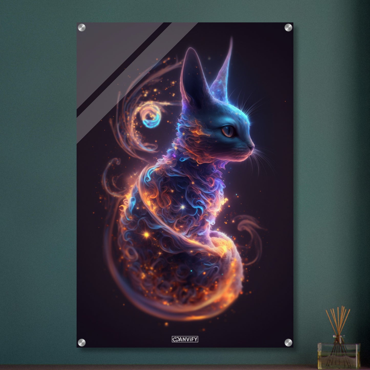 Babykatze in einer Nebelwolke auf einem Acrylbild
