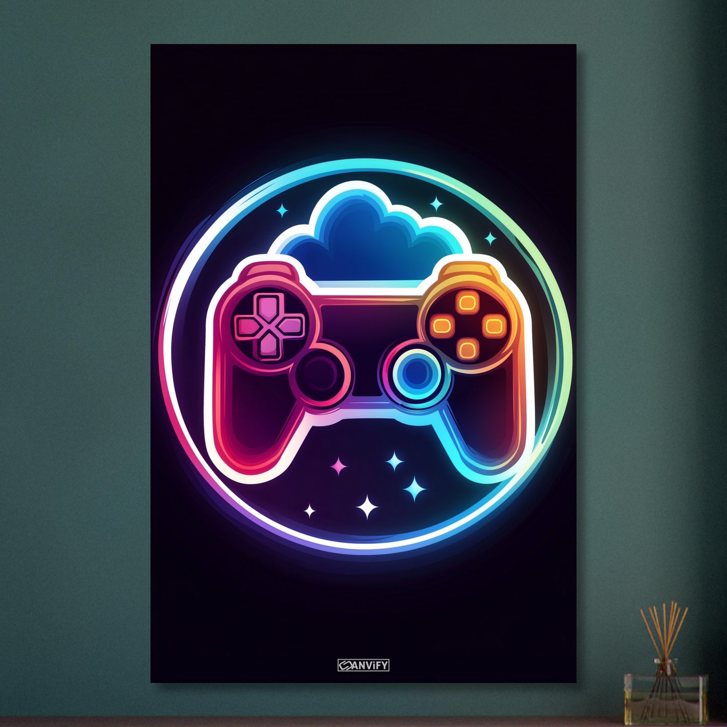 Bunter Playstation Controller auf Aluminium