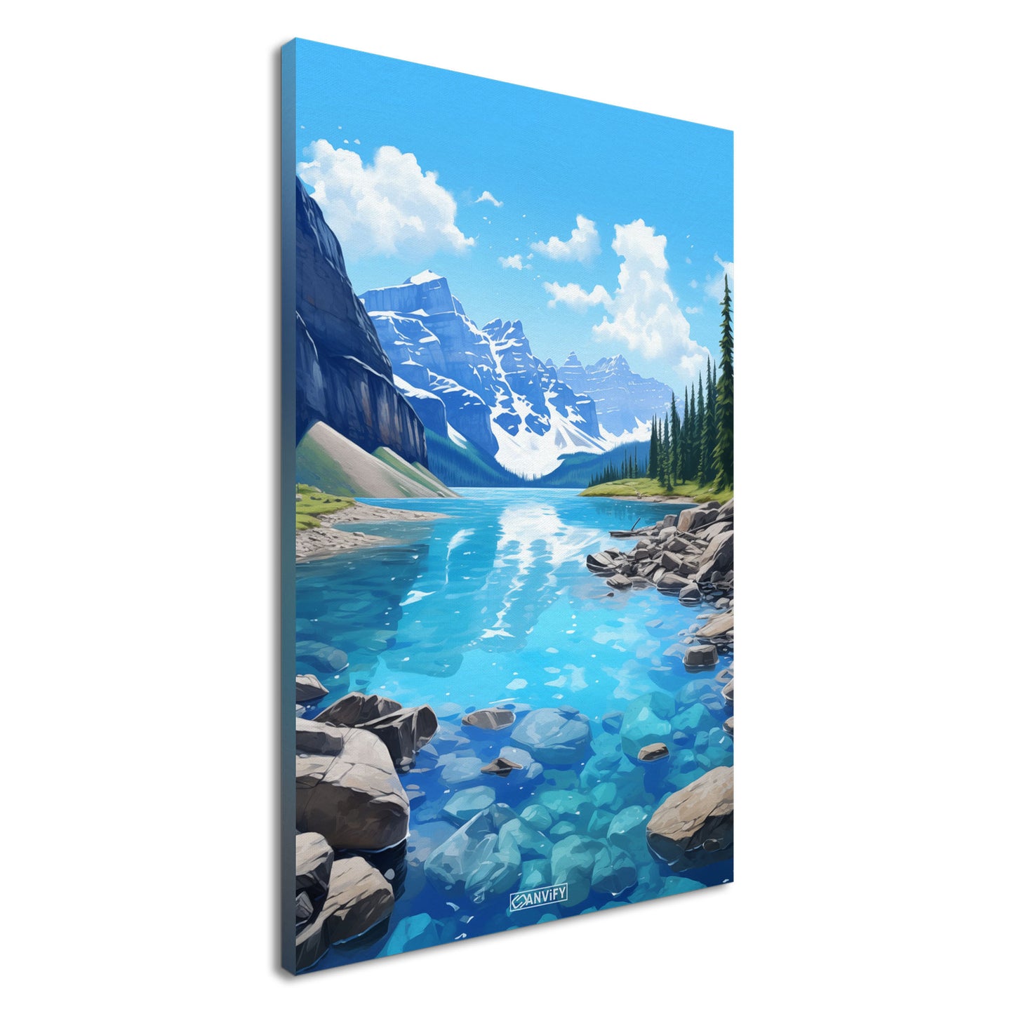 Lake Louise im Banff-Nationalpark malerisch dargestellt auf einer Leinwand