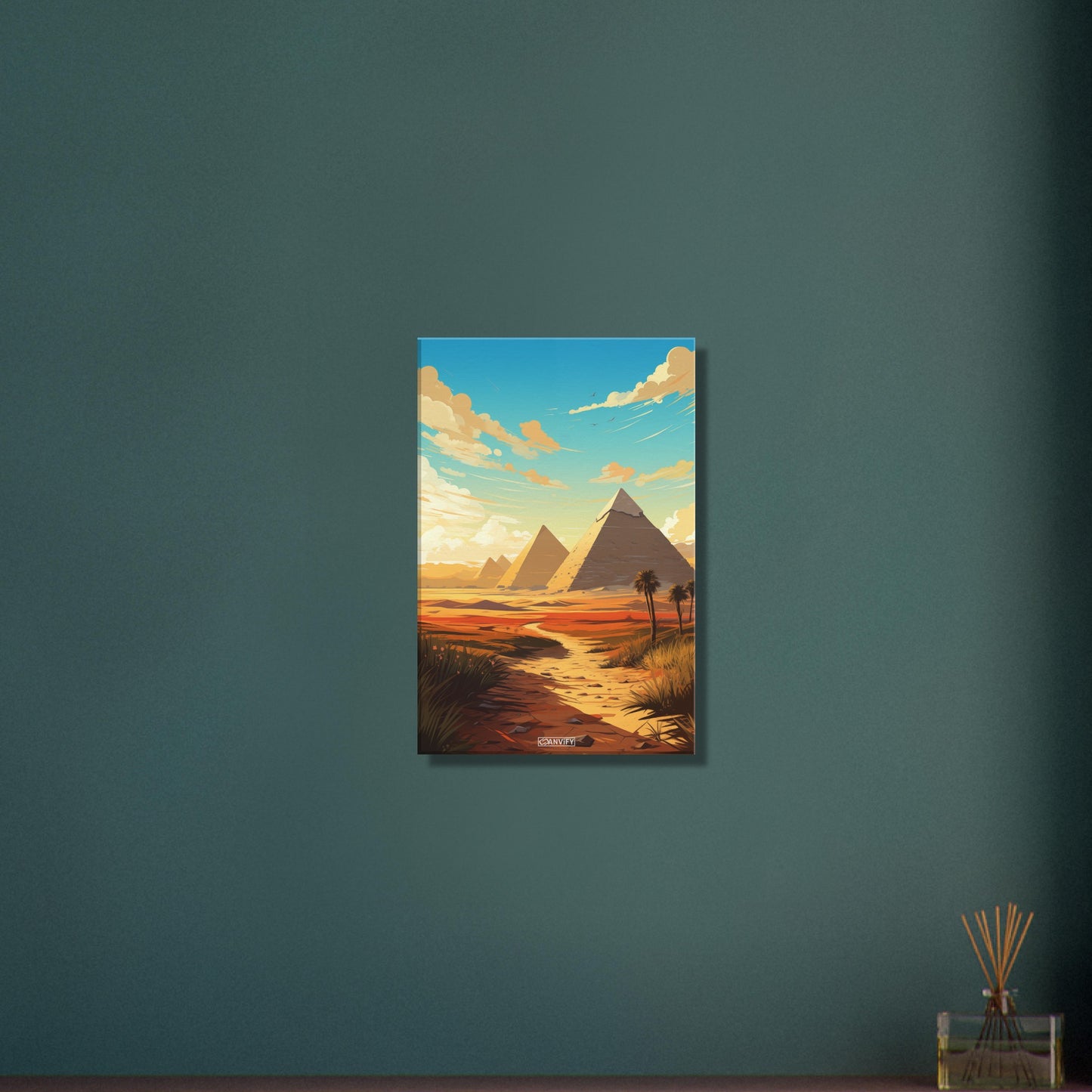 Cheops Pyramide und andere Pyramiden in Ägypten malerisch dargestellt auf einer Leinwand
