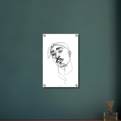 Tupac Amaru Shakur gezeichnet mit einer Linie auf einem Acrylbild