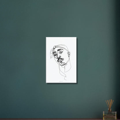Tupac Amaru Shakur gezeichnet mit einer Linie auf einer Leinwand