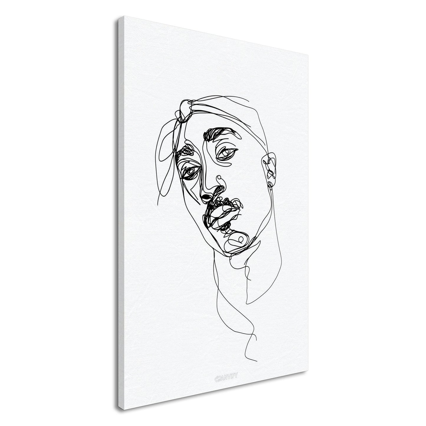 Tupac Amaru Shakur gezeichnet mit einer Linie auf einer Leinwand