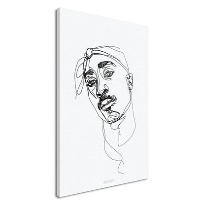Tupac Amaru Shakur gezeichnet mit einer Linie auf einer Leinwand