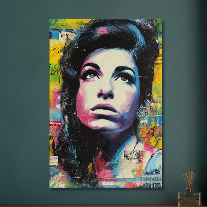 Amy Winehouse im Pop Art Stil auf einer Leinwand