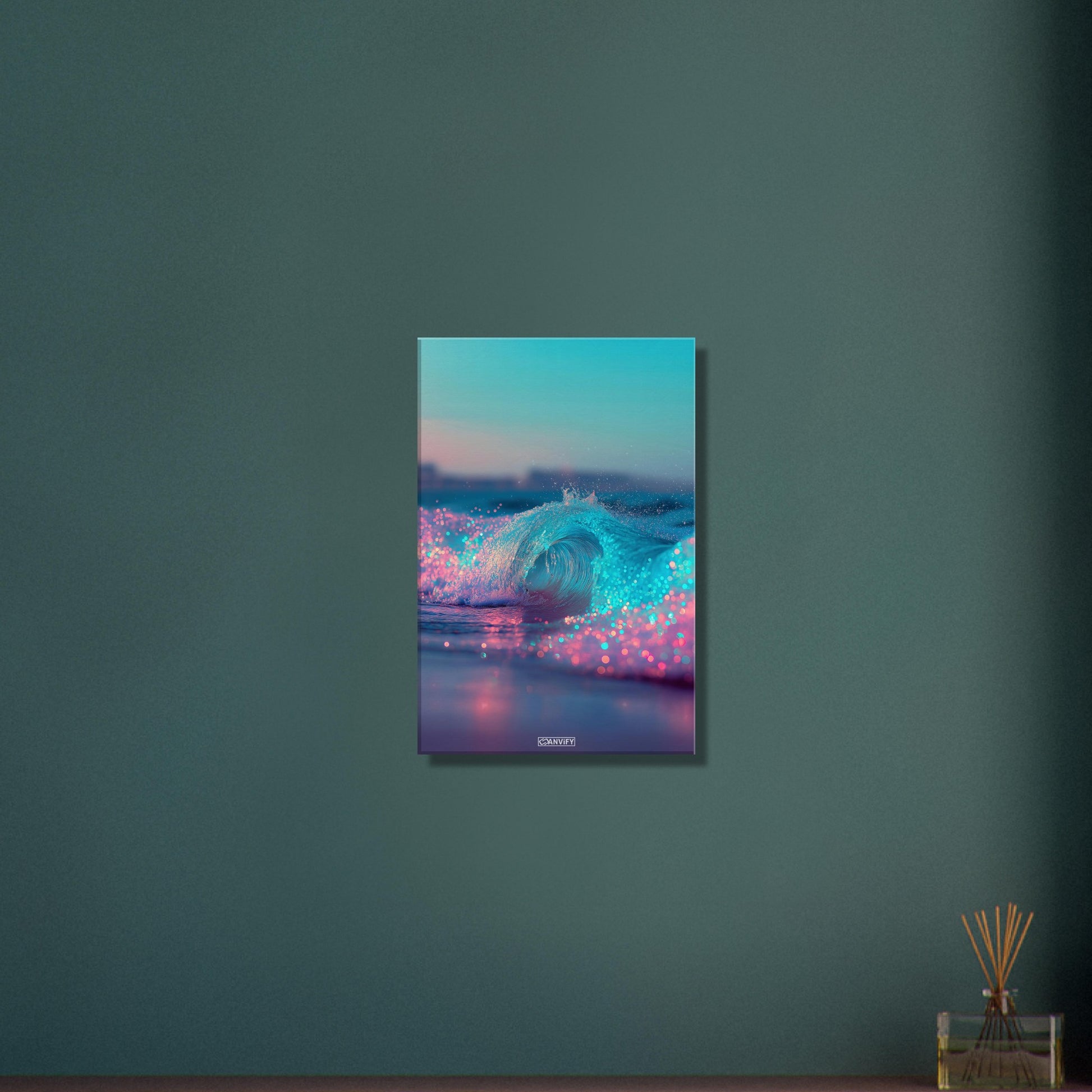 Abstrakte Blaue und Pinke Wellen auf einer Leinwand