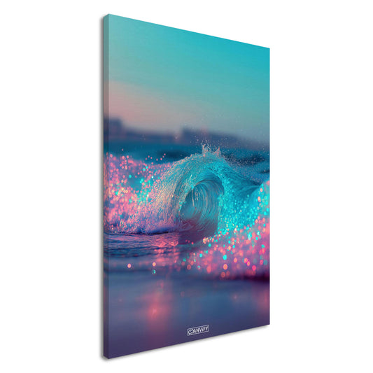Abstrakte Blaue und Pinke Wellen auf einer Leinwand