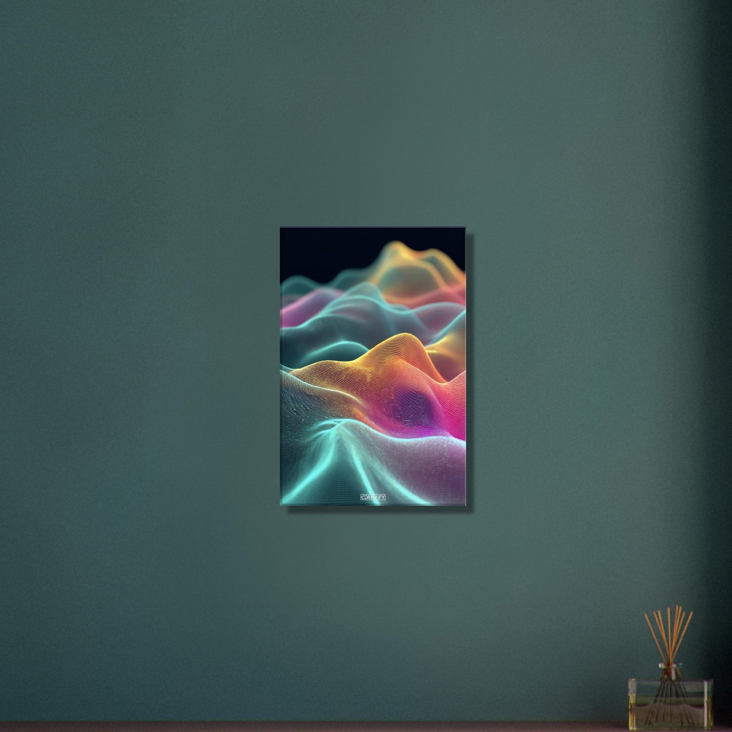 Bunte abstrakte wellenförmige Linien auf einer Leinwand
