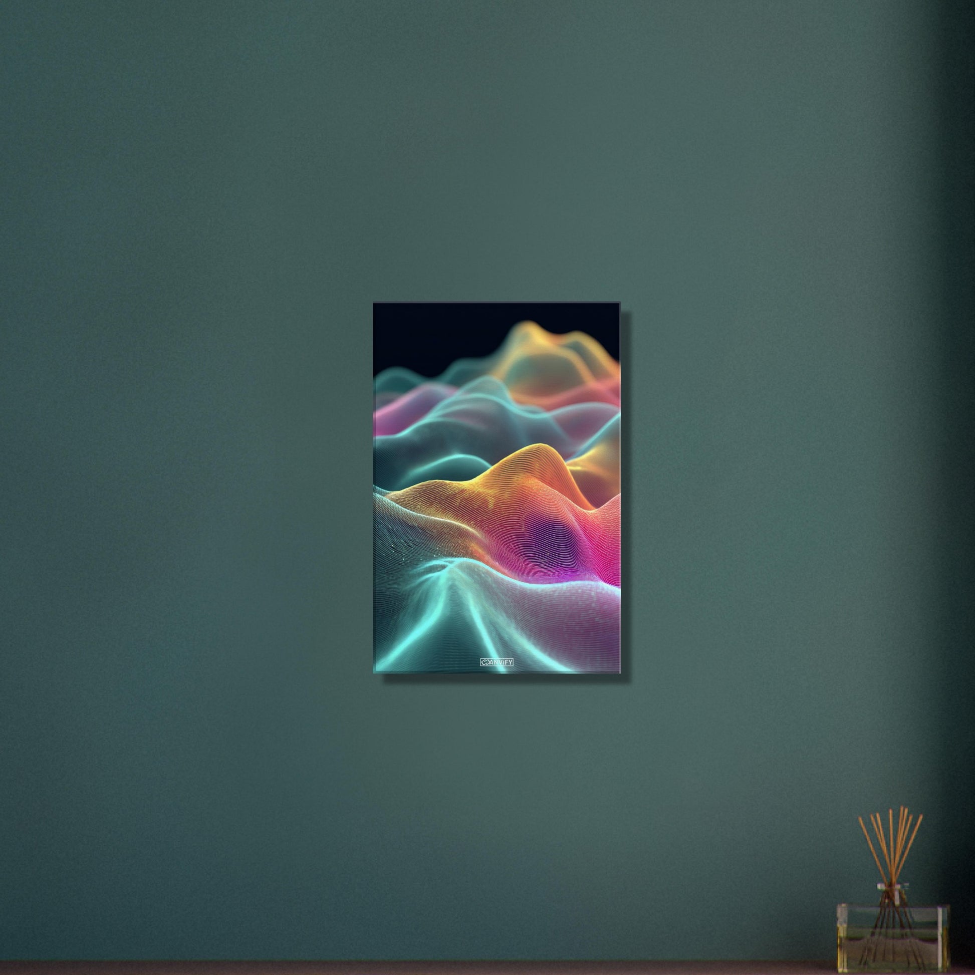 Bunte abstrakte wellenförmige Linien auf einer Leinwand