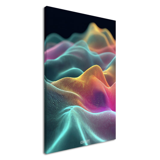 Bunte abstrakte wellenförmige Linien auf einer Leinwand