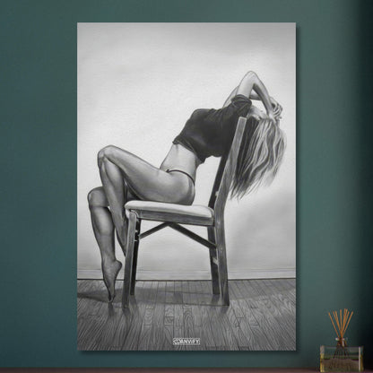 Sexy ästhetisch gezeichnete Frau auf Aluminium