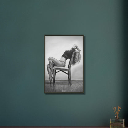 Sexy ästhetisch gezeichnete Frau auf einem Poster im Metallrahmen