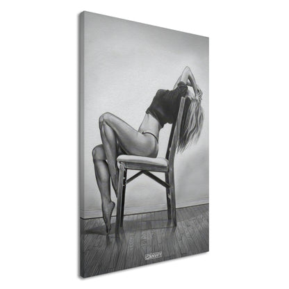 Sexy ästhetisch gezeichnete Frau auf einer Leinwand