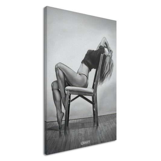 Sexy ästhetisch gezeichnete Frau auf einer Leinwand