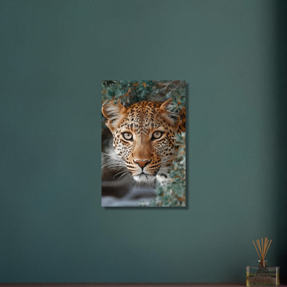 Nahaufnahme eines afrikanischen Leoparden auf Aluminium