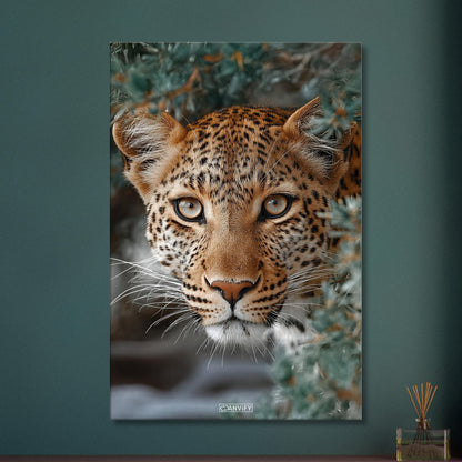 Nahaufnahme eines afrikanischen Leoparden auf einer Leinwand