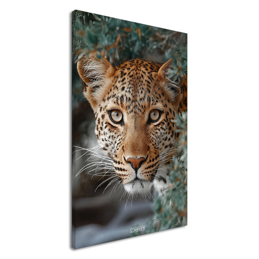 Nahaufnahme eines afrikanischen Leoparden auf einer Leinwand